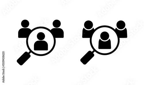 Hiring icon logo design. Search job vacancy sign and symbol. Human resources concept. Recruitment