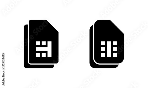 Sim card icon logo design. dual sim card sign and symbol
