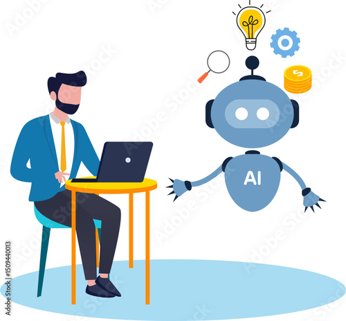 artificial intelligence technology. AI assistant provides help or support
