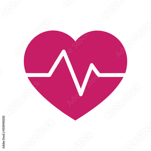 heart and heartbeat symbol, Pink heart pulse silhouette icon