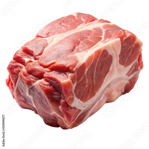 Raw pork shoulder butt roast isolated on transparent background