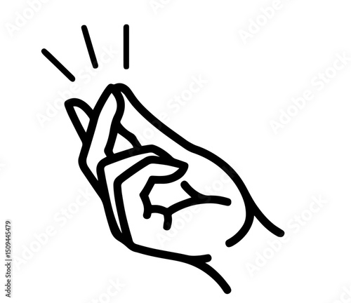 Hand Snapping Fingers with Sound Lines. Finger Snap Gesture, Quick Action, Signal or Attention