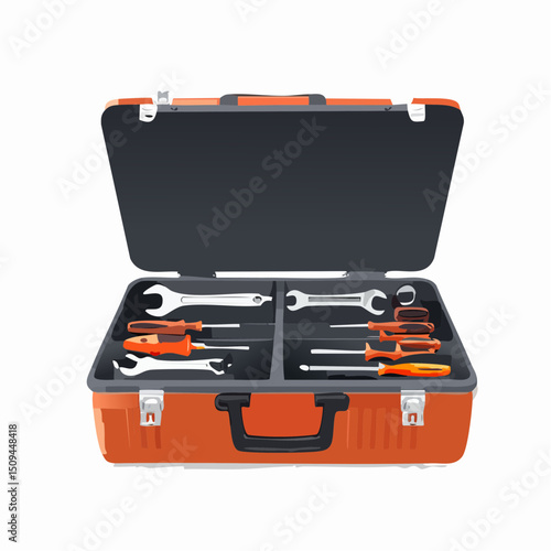 A toolbox with open lid showing assorted tools
