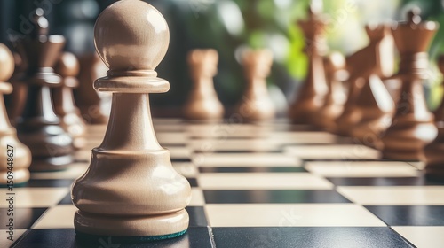 Closeup Wooden Chess Pawn Strategy Game Piece