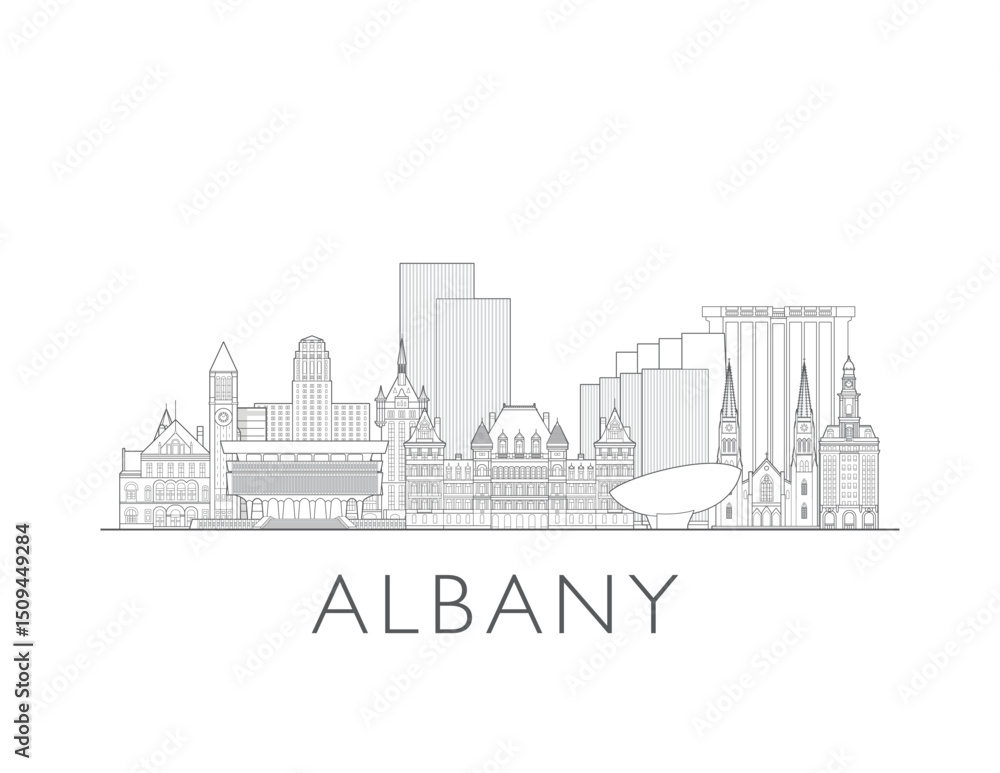 Obraz premium Albany, New York, cityscape illustration skyline drawing