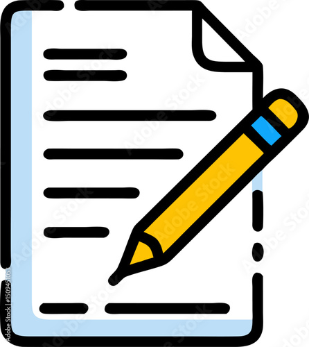 Document with pencil icon writing note taking paper