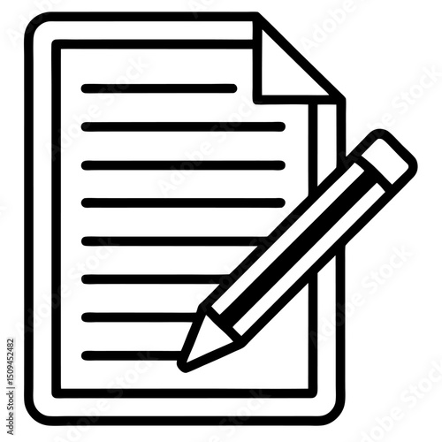 Lined paper and pencil icon simple note taking design
