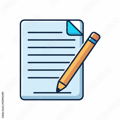 Lined paper and pencil icon writing note taking document