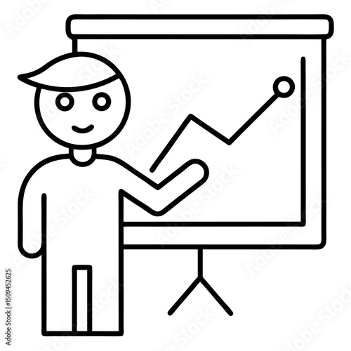 Person presenting upward trending graph on whiteboard