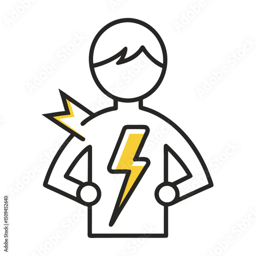 Person with lightning bolt symbol representing energy vitality power