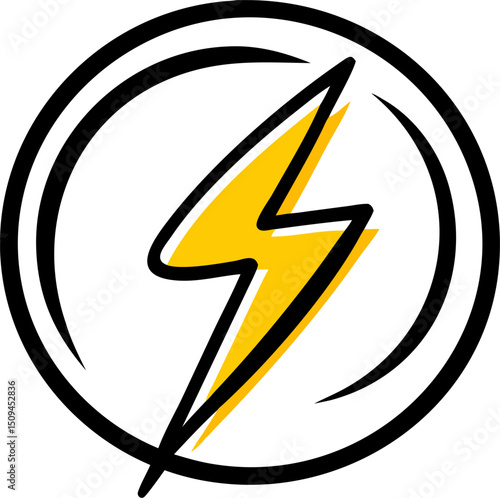 Yellow lightning bolt in a black circle fast speed power energy