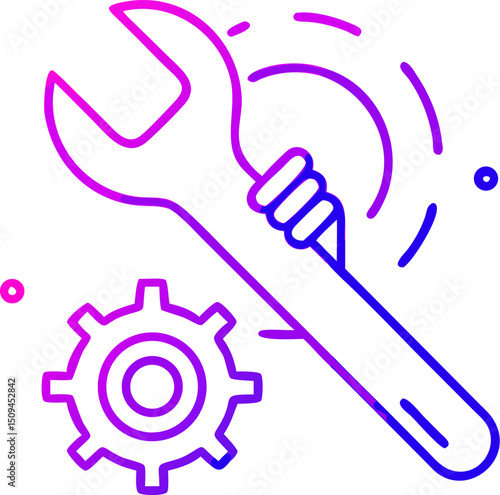 Wrench and gear gradient icon repair maintenance service