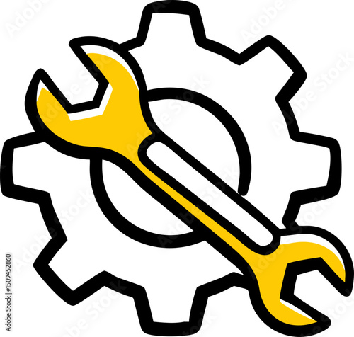 Wrench and gear icon repair maintenance engineering