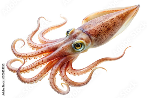 Fresh squid isolated on transparent background high resolution image