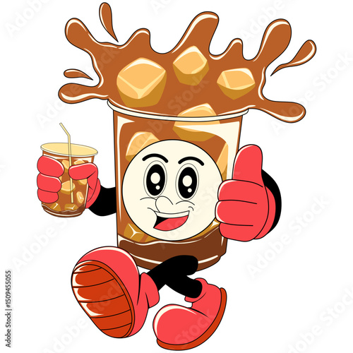Cartoon ice tea mascot