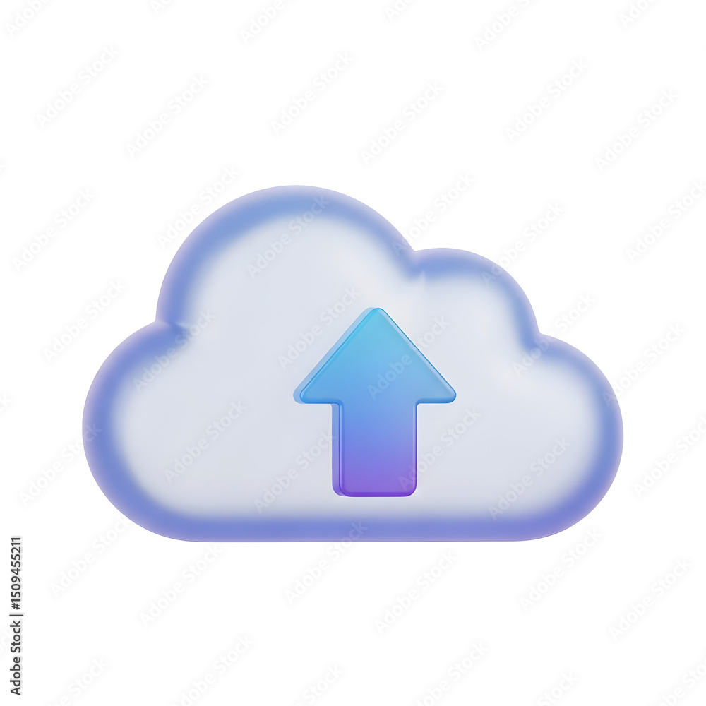 Cloud Upload Data 3D Icon File Transfer Storage Network Backup Arrow Symbol Blue Cloud Upload Data 3D Icon File Transfer Storage Network Backup Arrow Symbol Blue