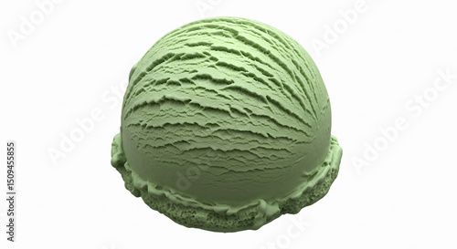 Matcha ice cream scoop isolated on transparent background
