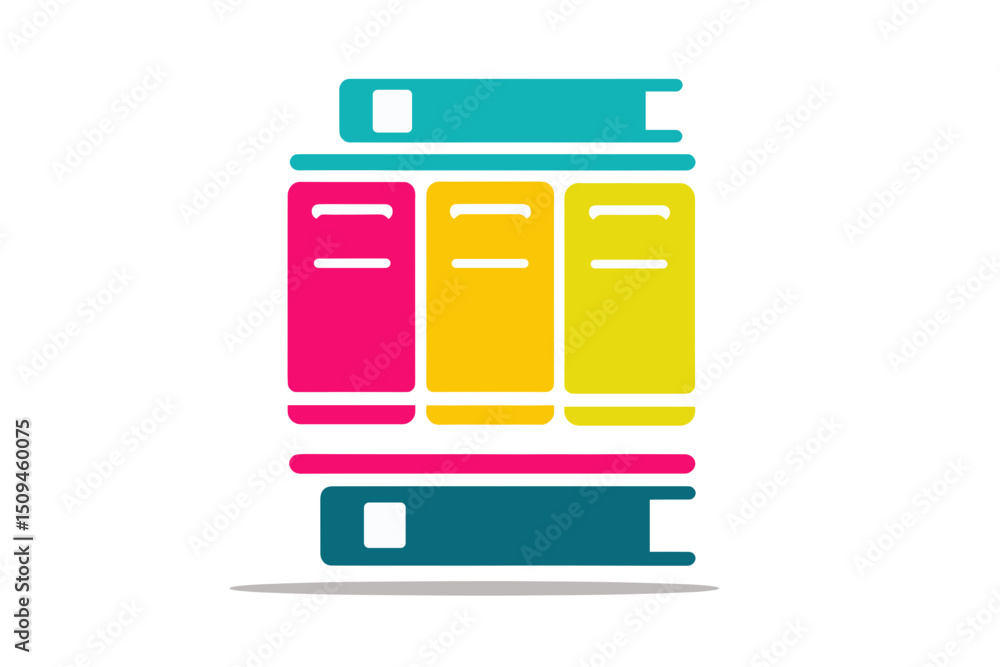 Colorful Books and document Stacked on transparent Background. minimalist icon vector logo Colorful Books and document Stacked on transparent Background. minimalist icon vector logo