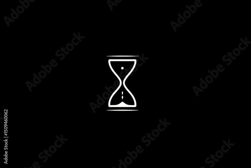 Minimalist White Hourglass on Black Background. minimalist icon vector logo