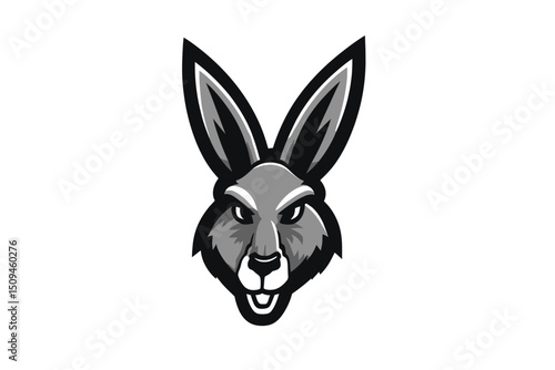 Monochrome Vector Kangaroo Mascot Emblem Design Isolated On White