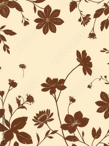 Vintage-inspired floral silhouette pattern with a rustic charm, classic, antique, nostalgia, country, old-fashioned