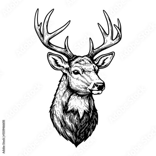 deer head hand drawn illustration. silhouette