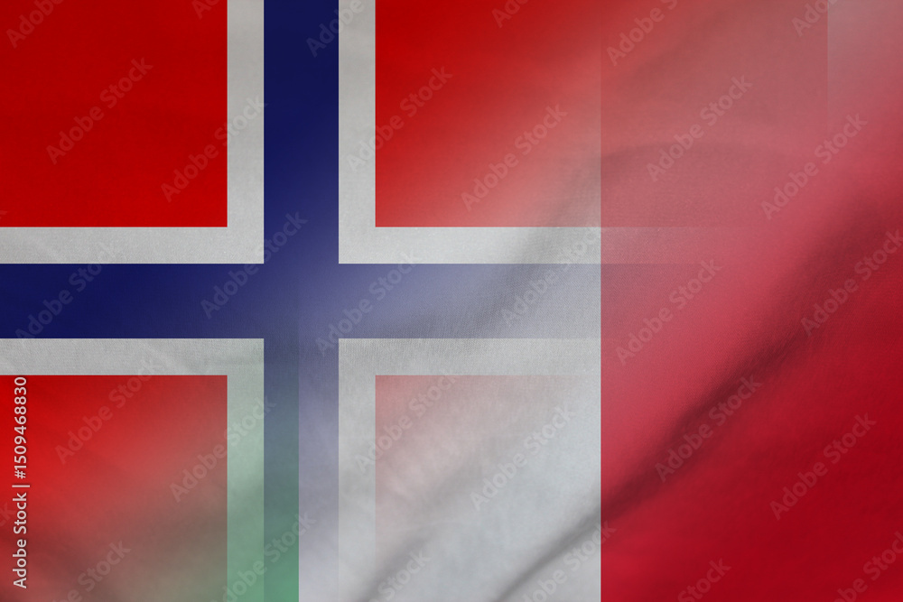Obraz premium Norway and Italy national flag international relations ITA NOR