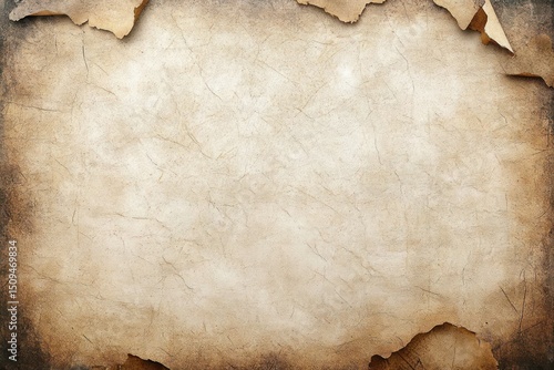 Wallpaper Mural Old torn and cracked beige paper texture with darkened edges and peeling corners showing a worn vintage background Torontodigital.ca