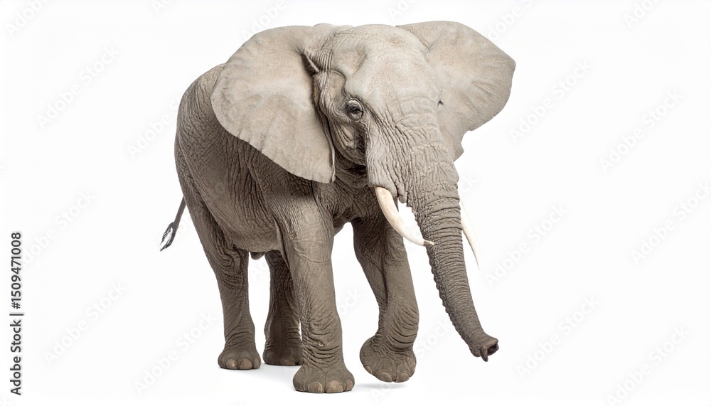 Fototapeta premium African elephant isolated on white background