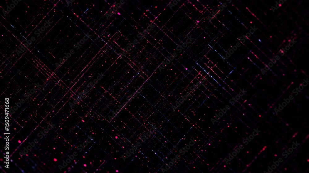 Abstract red digital light trails in diagonal lines over a dark background, evoking a techy and mysterious futuristic ambiance.

