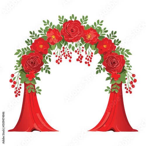 red rose wedding arch illustration