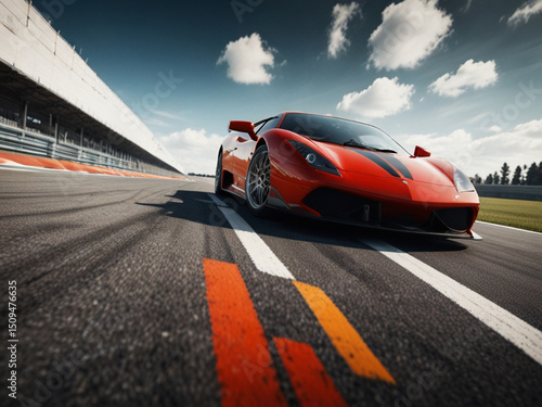 Sports cars race on a circuit, Racing supercar race champion, fast drive speed road, automotive motorsport championship