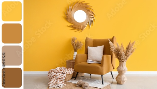 Armchair, basket and floral...