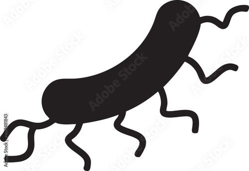 dark silhouette of a crawling insect moves across a white background.