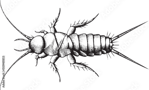 segmented invertebrate crawls along a linear path.