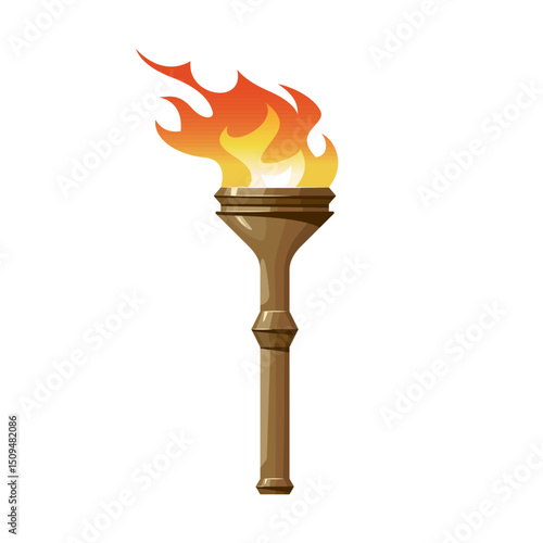 Torch flame icon, cartoon vector
