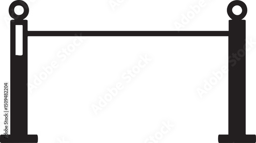 simple black barrier stands upright with two circular supports.