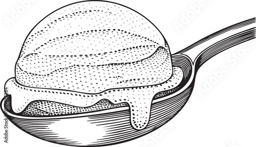 glistening dessert sits delicately on a spoon.