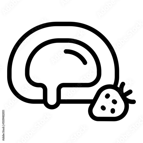 Strawberry mochi icon. Vector line icon