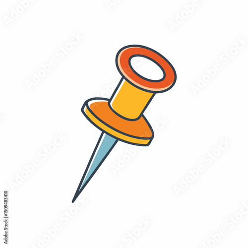 Colorful cartoon push pin office supply icon illustration