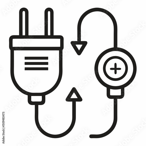 Electric plug charging battery power energy icon