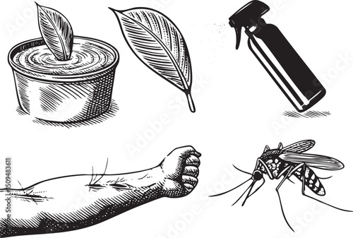 hand protects a wrist from an approaching insect.