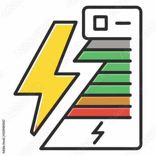 Energy efficiency rating chart lightning bolt graphic