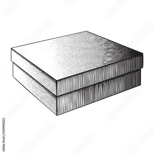 simple square cardboard box rests on a flat surface.