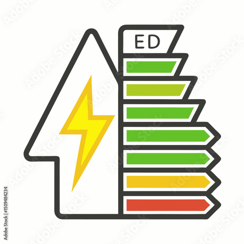 Home energy efficiency rating chart graphic illustration