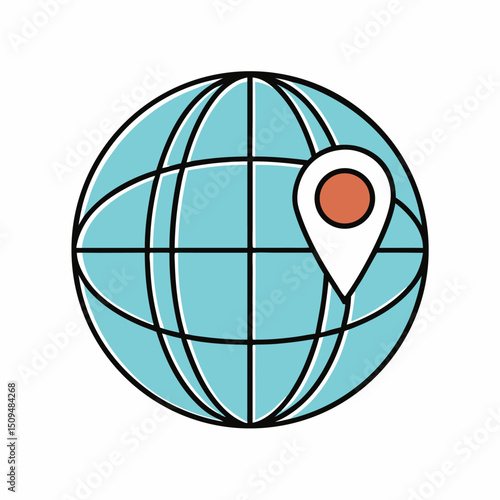 Global positioning system world map location pin icon