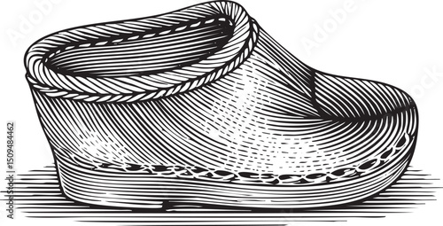single detailed of a wooden clog.