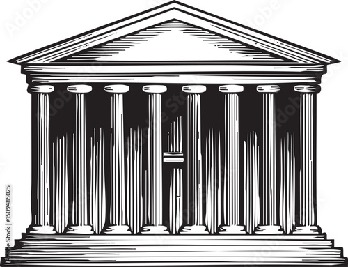 stately temple with a classical facade and multiple columns.