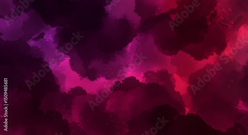Dramatic Dark Purple and Pink Watercolor Cloudscape - Abstract Texture Background