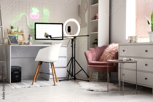 Interior of office with blo...